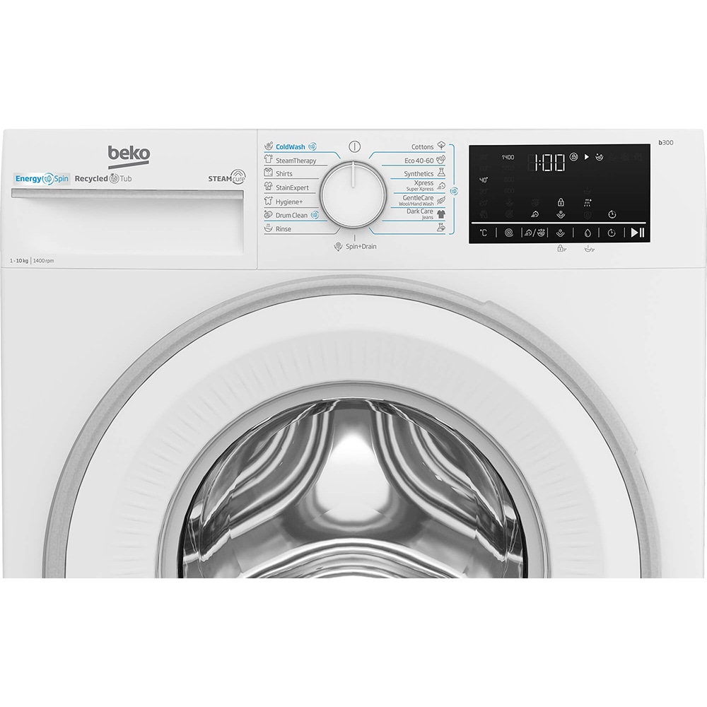 Masina de spalat rufe frontala BEKO B3WFU410415WW ES, EnergySpin, SteamCure, 10 kg, 1400rpm, Clasa A, alb