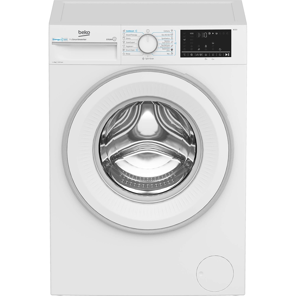 Masina de spalat rufe frontala BEKO B3WFU48215WW ES, EnergySpin, SteamCure, 8 kg, 1200rpm, Clasa A, alb