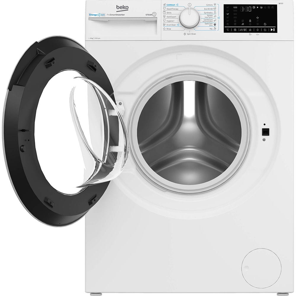 Masina de spalat rufe frontala BEKO B3WFU48215WW ES, EnergySpin, SteamCure, 8 kg, 1200rpm, Clasa A, alb