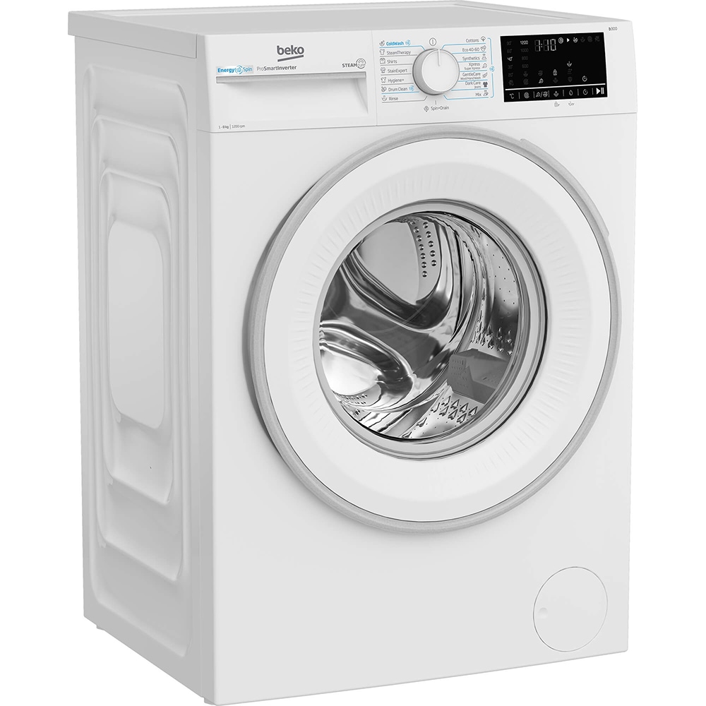 Masina de spalat rufe frontala BEKO B3WFU48215WW ES, EnergySpin, SteamCure, 8 kg, 1200rpm, Clasa A, alb