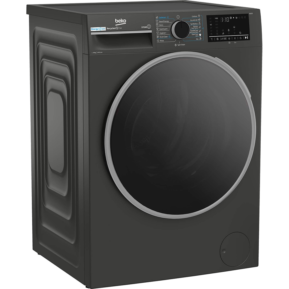 Masina de spalat rufe frontala BEKO B3WFU48415MB2ES, EnergySpin, SteamCure, 8 kg, 1400rpm, Clasa A, gri inchis