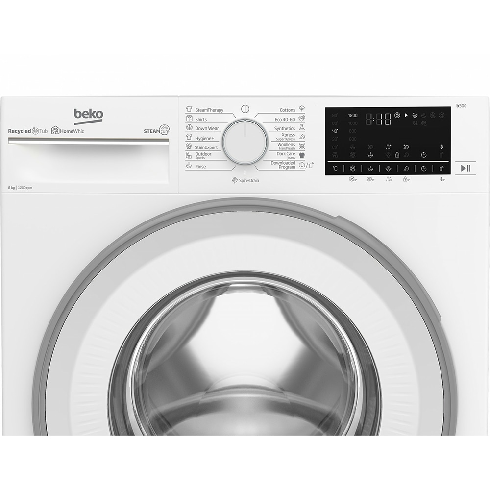 Masina de spalat rufe frontala BEKO B3WFU58215W, AquaTech, SteamCure, 8kg, 1200rpm, Clasa A, alb