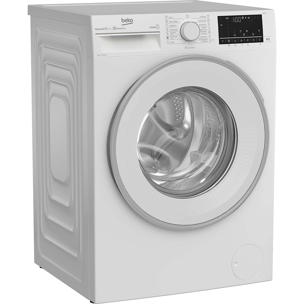 Masina de spalat rufe frontala BEKO B3WFU7704WB, SteamCure, 7kg, 1000rpm, Clasa D, alb