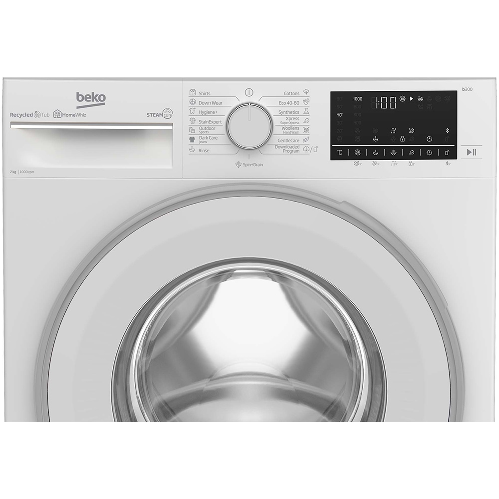 Masina de spalat rufe frontala BEKO B3WFU7704WB, SteamCure, 7kg, 1000rpm, Clasa D, alb