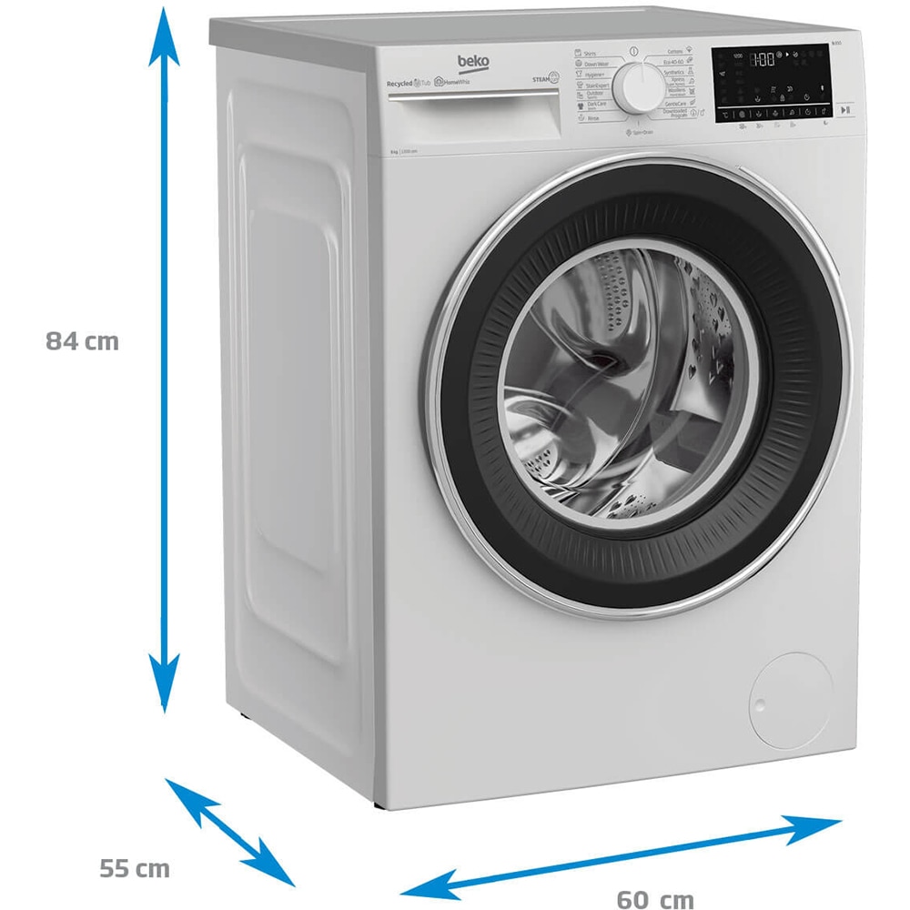 Masina de spalat rufe frontala BEKO B3WFU7922WB, SteamCure, 9kg, 1200rpm, Clasa C, alb