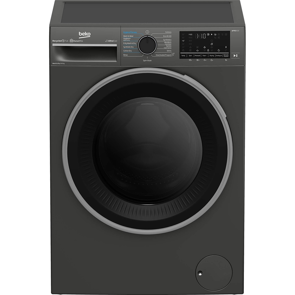 Masina de spalat rufe frontala cu uscator BEKO B5DFT59442M, SteamCure, 9/6 kg, 1400rpm, Clasa A/D, gri inchis