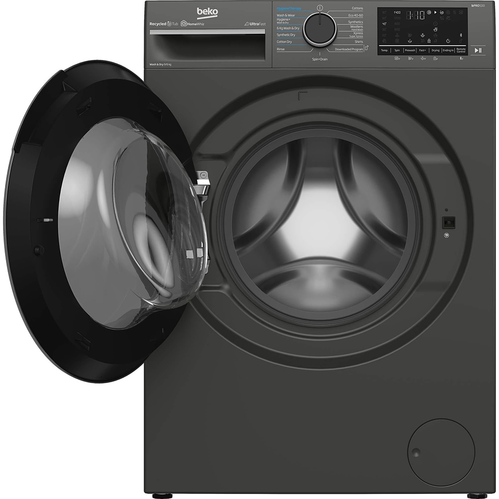 Masina de spalat rufe frontala cu uscator BEKO B5DFT59442M, SteamCure, 9/6 kg, 1400rpm, Clasa A/D, gri inchis