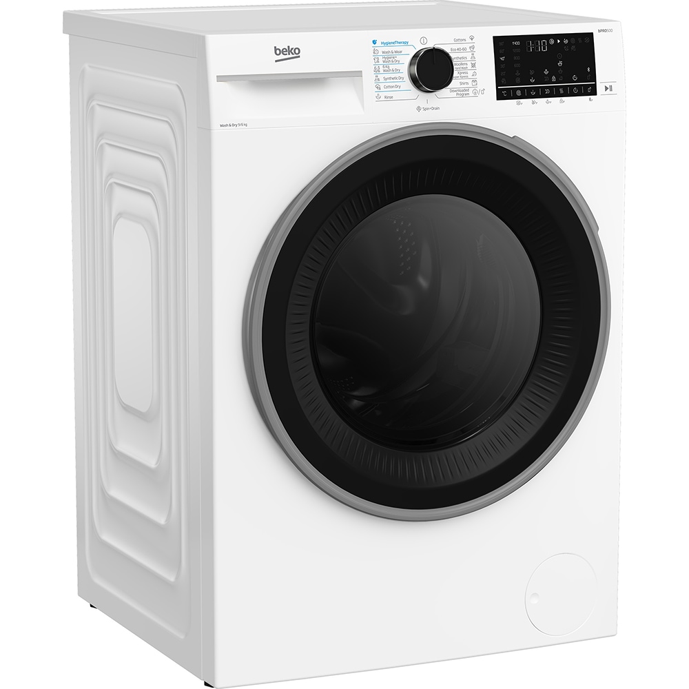 Masina de spalat rufe frontala cu uscator BEKO B5DFT59442W, SteamCure, 9/6 kg, 1400rpm, Clasa A/D, alb