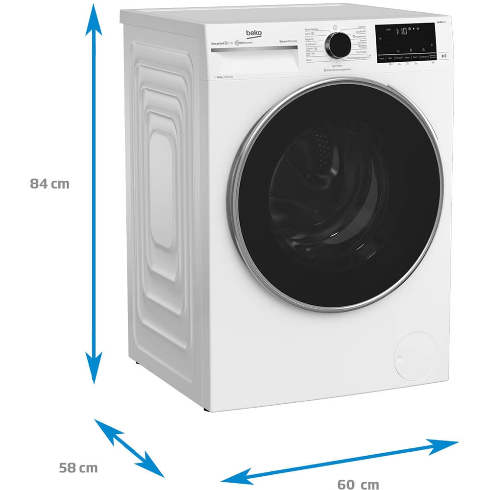 Masina de spalat rufe frontala BEKO B5WFT510419W, SteamCure, 10 kg, 1400rpm, Clasa A, alb