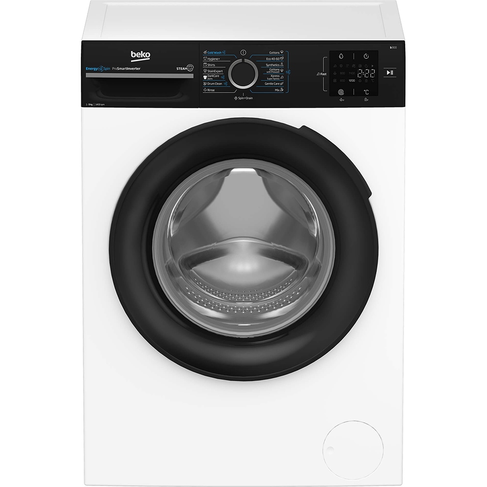Masina de spalat rufe frontala BEKO BM3WFSU39413WBPB, EnergySpin, SteamCure, 9 kg, 1400rpm, Clasa A, alb