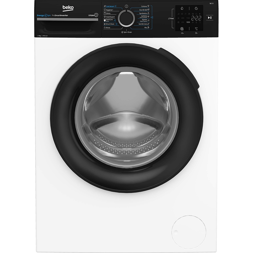 Masina de spalat rufe frontala BEKO BM3WFSU39413WBPB, EnergySpin, SteamCure, 9 kg, 1400rpm, Clasa A, alb