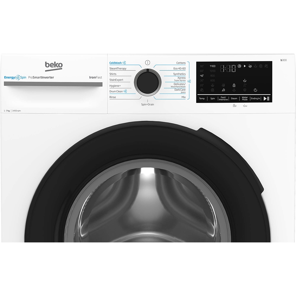 Masina de spalat rufe frontala BEKO BM3WFSU47415WB, EnergySpin, 7 kg, 1400rpm, Clasa A, alb