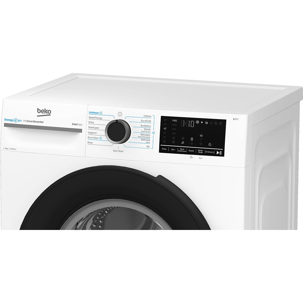 Masina de spalat rufe frontala BEKO BM3WFSU47415WB, EnergySpin, 7 kg, 1400rpm, Clasa A, alb