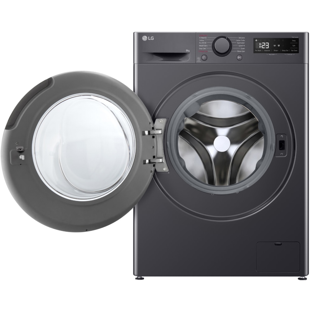 Masina de spalat rufe frontala slim LG F2WR508SBM, Steam, 8 kg, 1200rpm, Clasa A, negru
