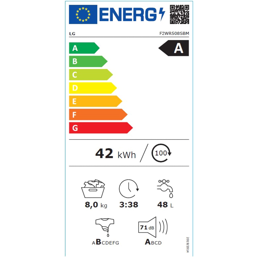 Masina de spalat rufe frontala slim LG F2WR508SBM, Steam, 8 kg, 1200rpm, Clasa A, negru