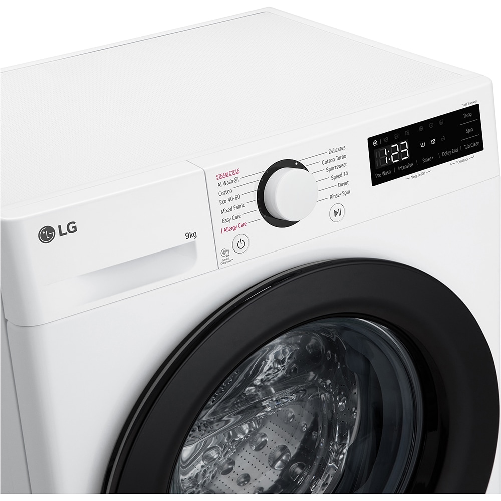 Masina de spalat rufe frontala slim LG F2WR509SBW, AI Direct Drive, 9 kg, 1200rpm, Clasa A, alb