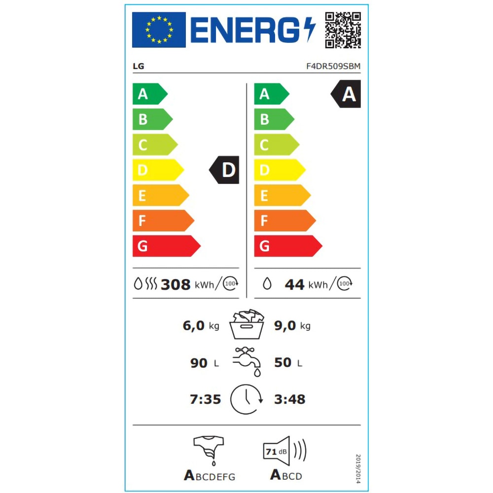 Masina de spalat rufe frontala cu uscator LG F4DR509SBM, Steam, AI DD, 9/6 kg, 1400rpm, Clasa A/D, antracit