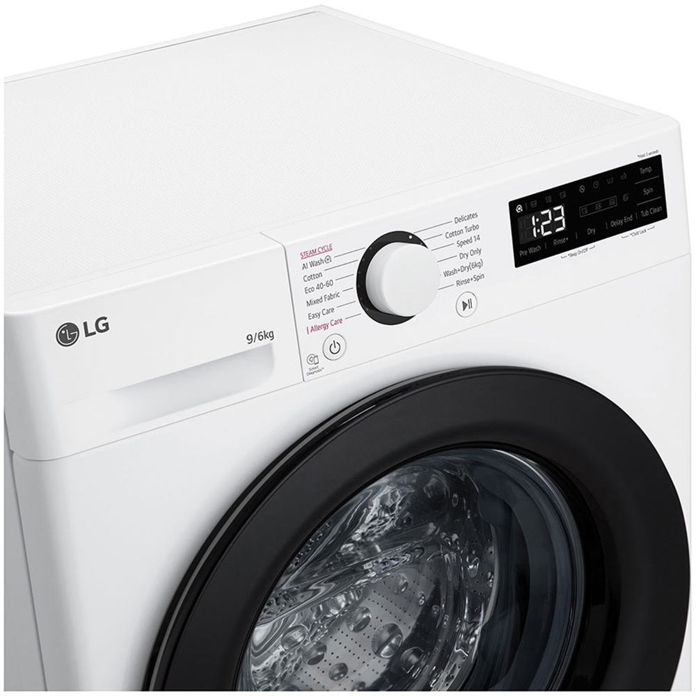 Masina de spalat rufe frontala cu uscator LG F4DR509SBW, Steam, AI DD, 9/6 kg, 1400rpm, Clasa A/D, alb