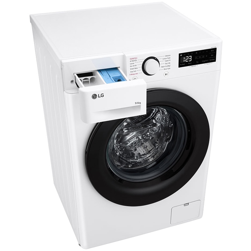Masina de spalat rufe frontala cu uscator LG F4DR509SBW, Steam, AI DD, 9/6 kg, 1400rpm, Clasa A/D, alb