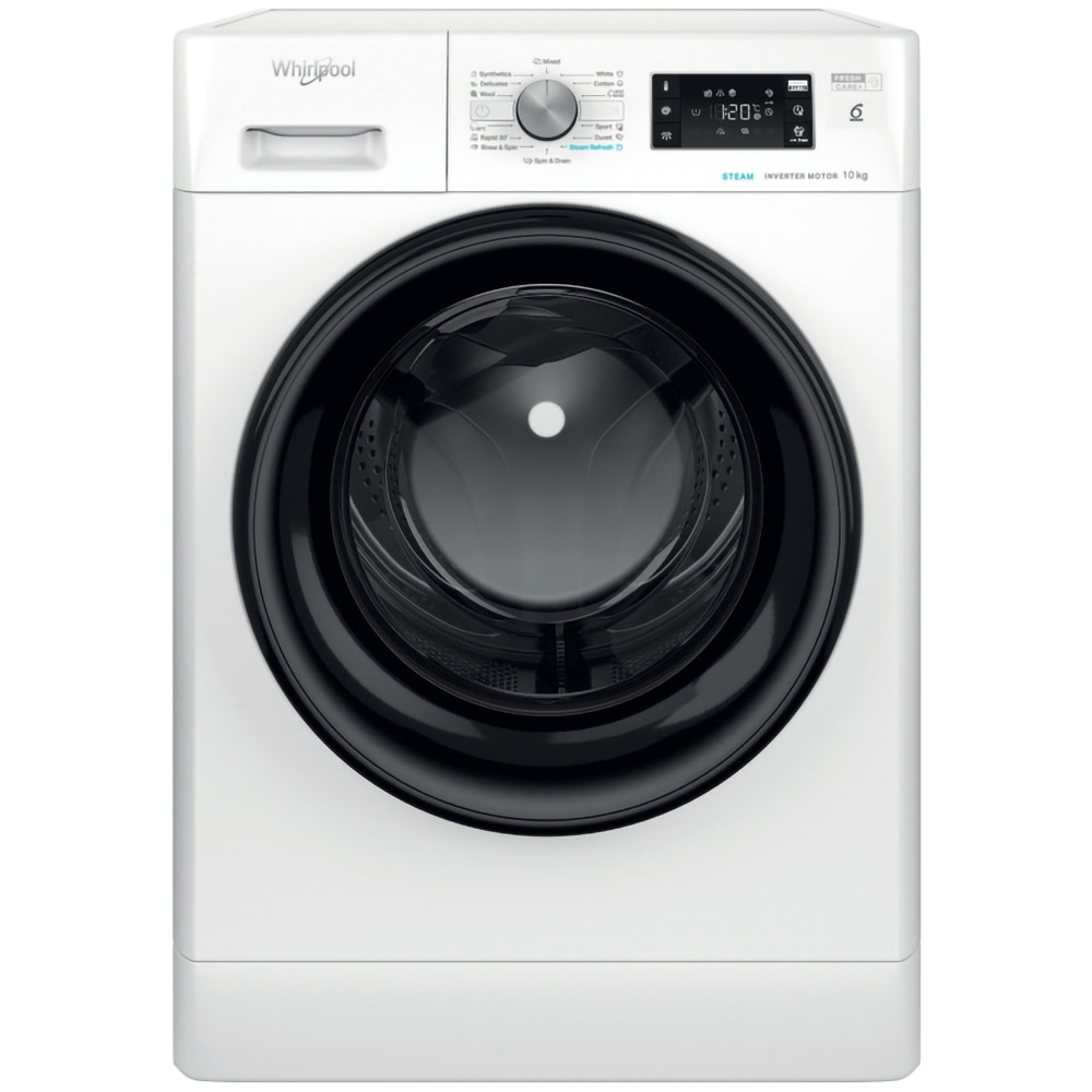 Masina de spalat rufe frontala WHIRLPOOL FFB 10489 BV EE, Steam, 6th Sense, 10 kg, 1400rpm, Clasa A, alb