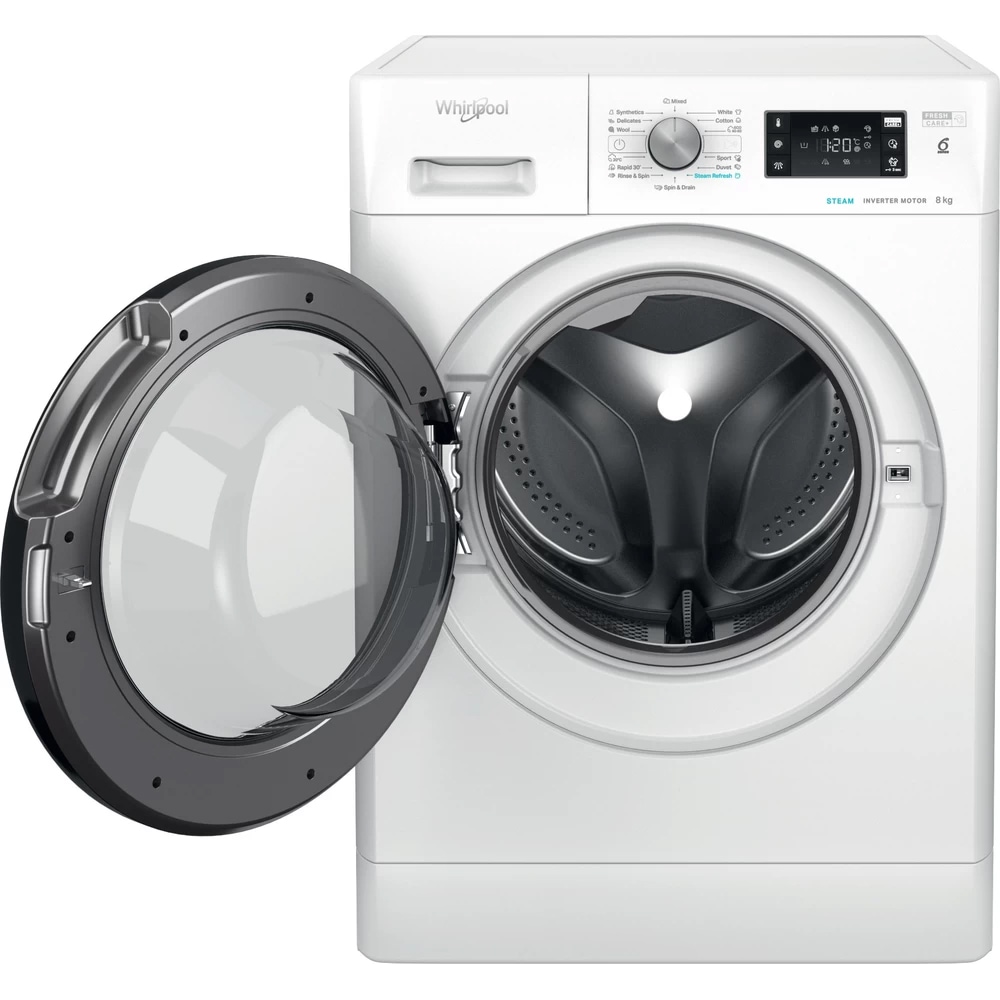 Masina de spalat rufe frontala WHIRLPOOL FFB 8458 BV EE, Steam, 6th Sense, 8 kg, 1400rpm, Clasa B, alb