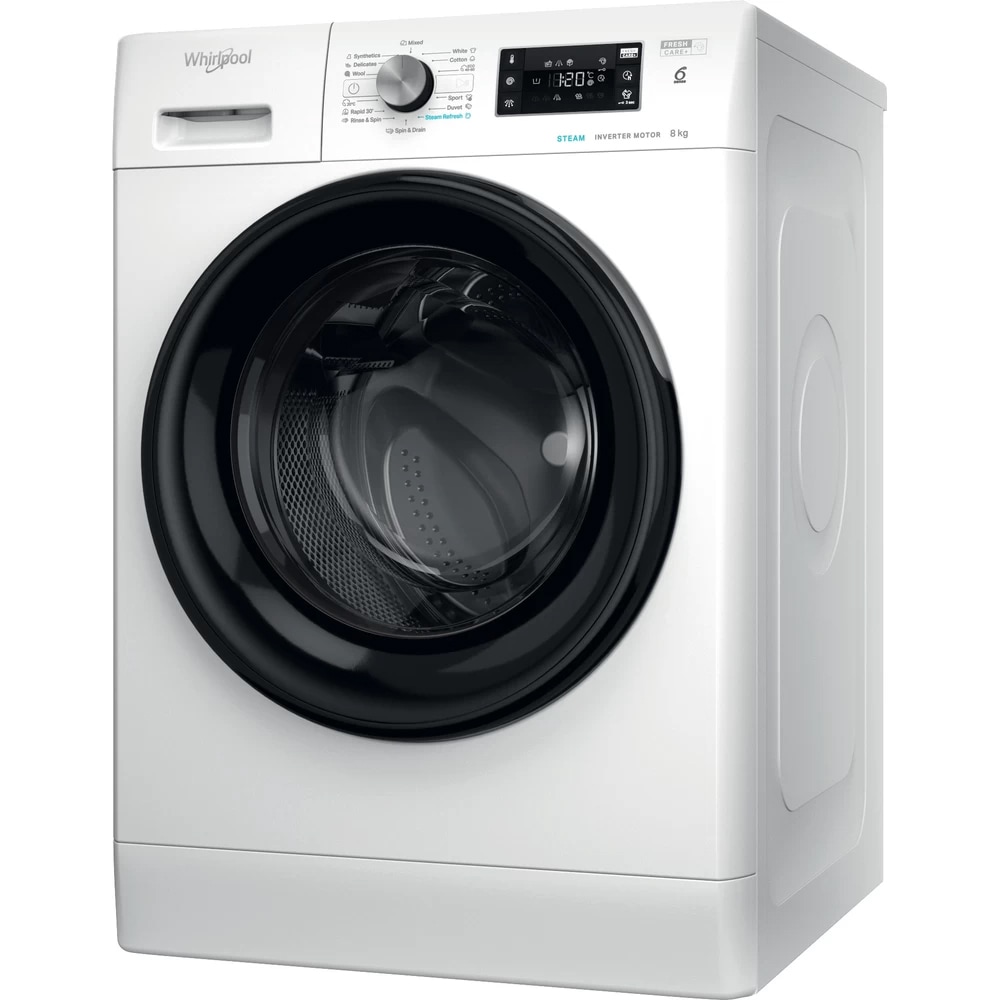 Masina de spalat rufe frontala WHIRLPOOL FFB 8458 BV EE, Steam, 6th Sense, 8 kg, 1400rpm, Clasa B, alb