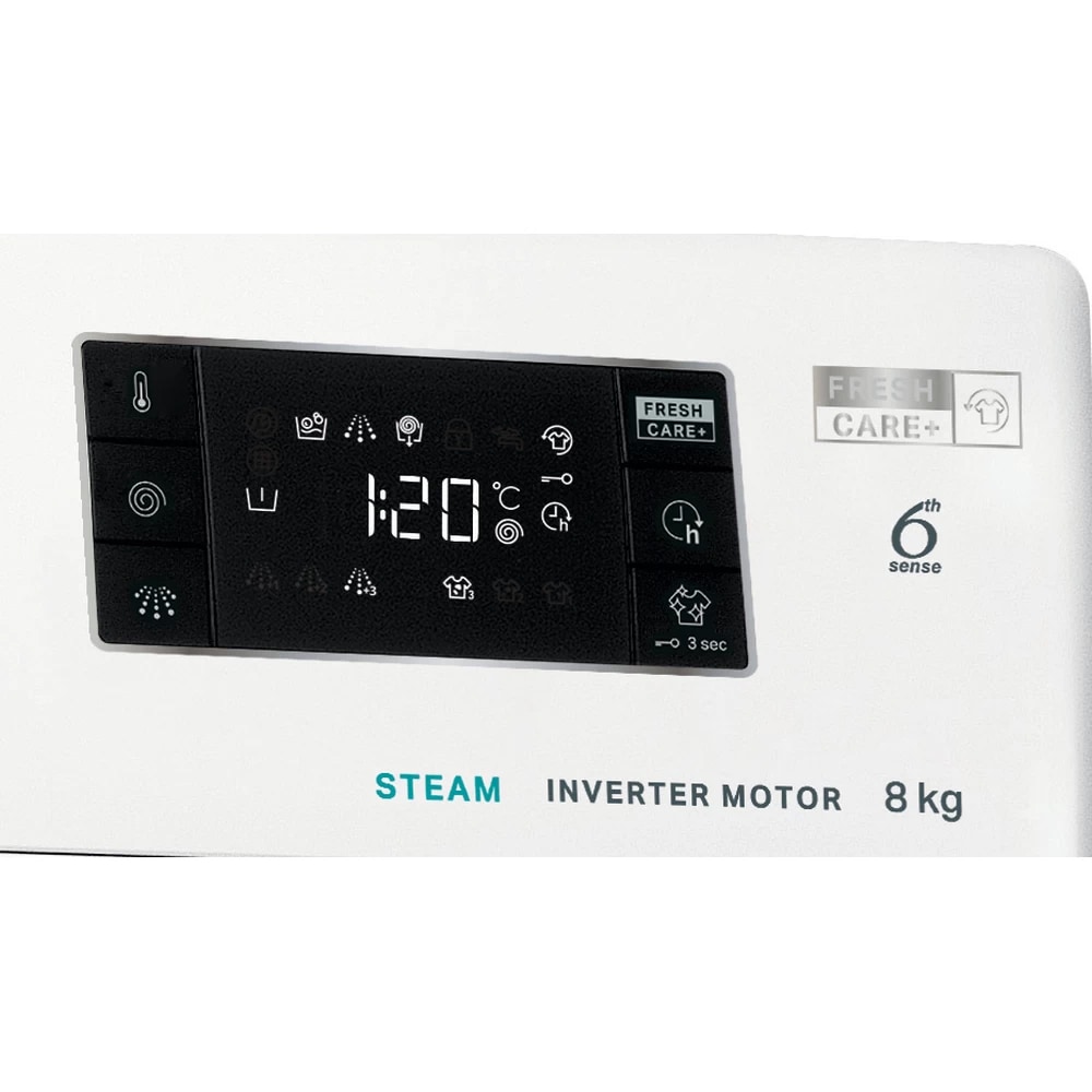 Masina de spalat rufe frontala WHIRLPOOL FFB 8458 BV EE, Steam, 6th Sense, 8 kg, 1400rpm, Clasa B, alb