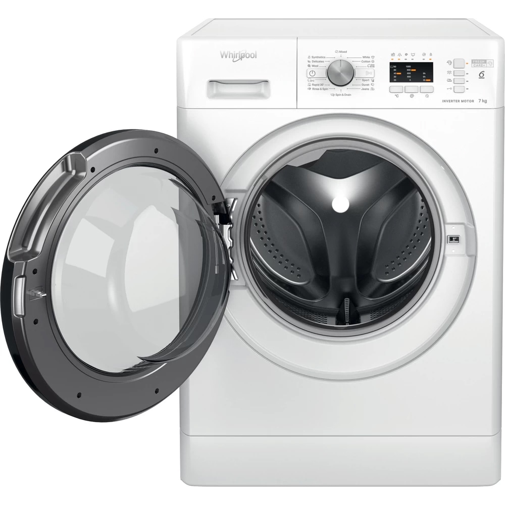 Masina de spalat rufe frontala WHIRLPOOL FFL 7038 B EE, 6th Sense, 7 kg, 1000rpm, Clasa D, alb