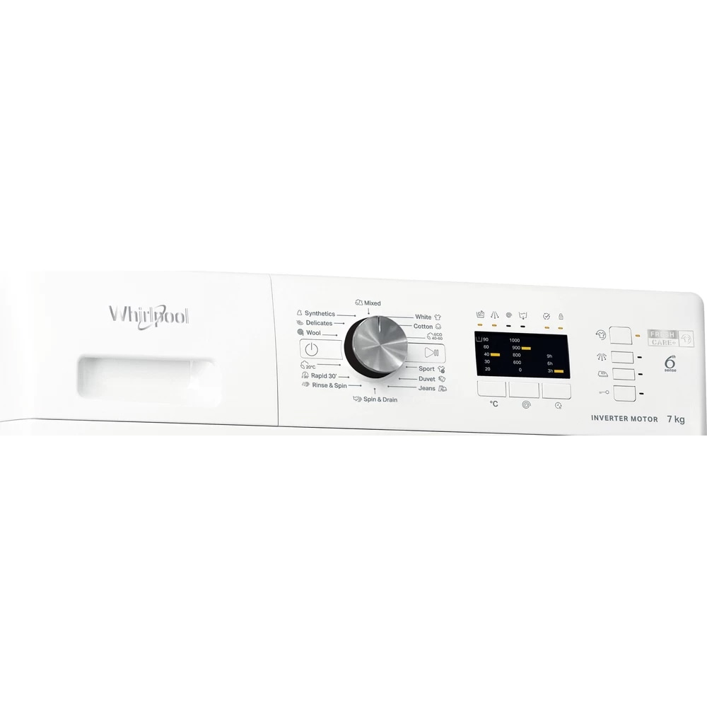 Masina de spalat rufe frontala WHIRLPOOL FFL 7038 B EE, 6th Sense, 7 kg, 1000rpm, Clasa D, alb