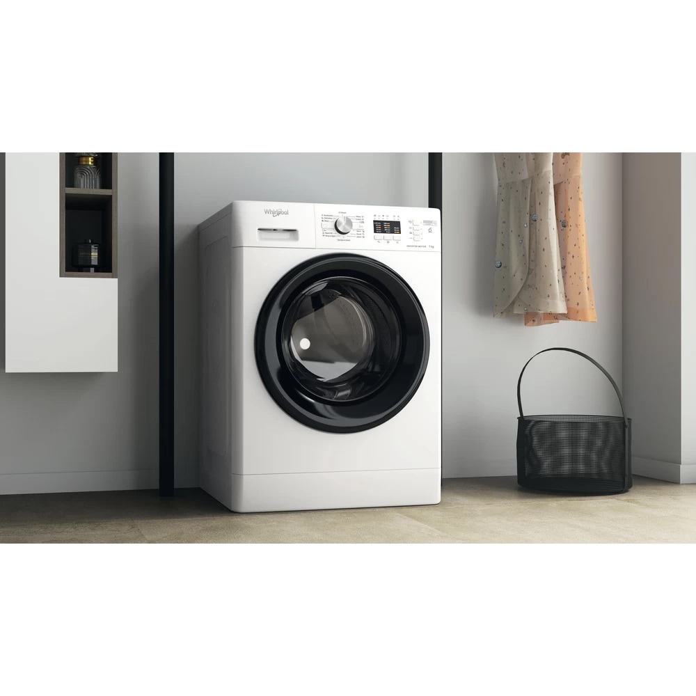 Masina de spalat rufe frontala WHIRLPOOL FFL 7038 B EE, 6th Sense, 7 kg, 1000rpm, Clasa D, alb
