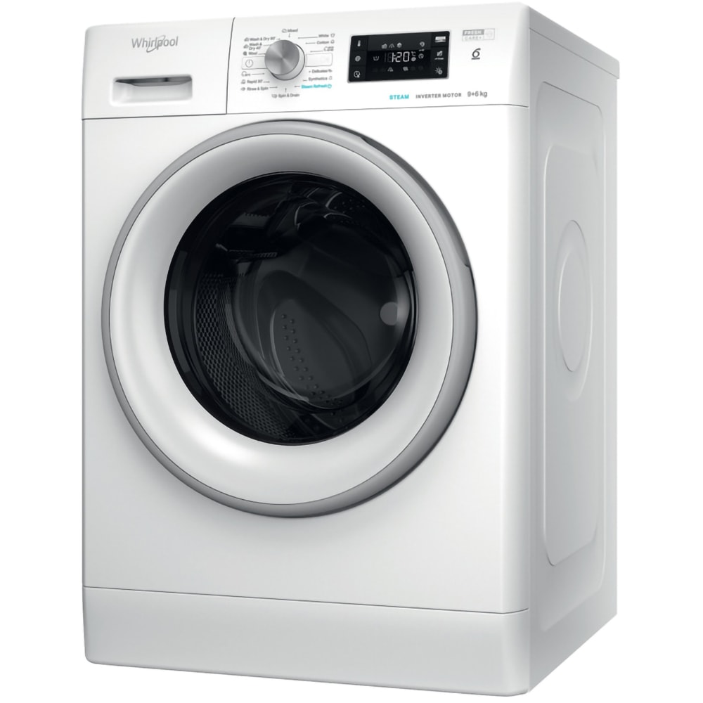 Masina de spalat rufe frontala cu uscator WHIRLPOOL FFWDB 964489 SV EE, 6th Sense, 9/6 kg, 1400rpm, Clasa A/C, alb