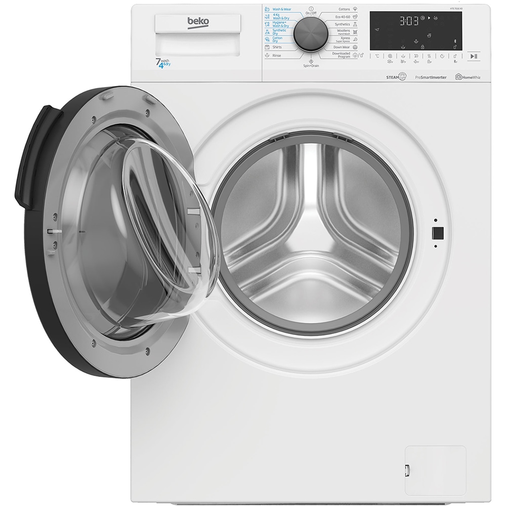 Masina de spalat rufe frontala cu uscator BEKO HTE7616X0, 7/4 kg, 1200rpm, Clasa D/E, alb