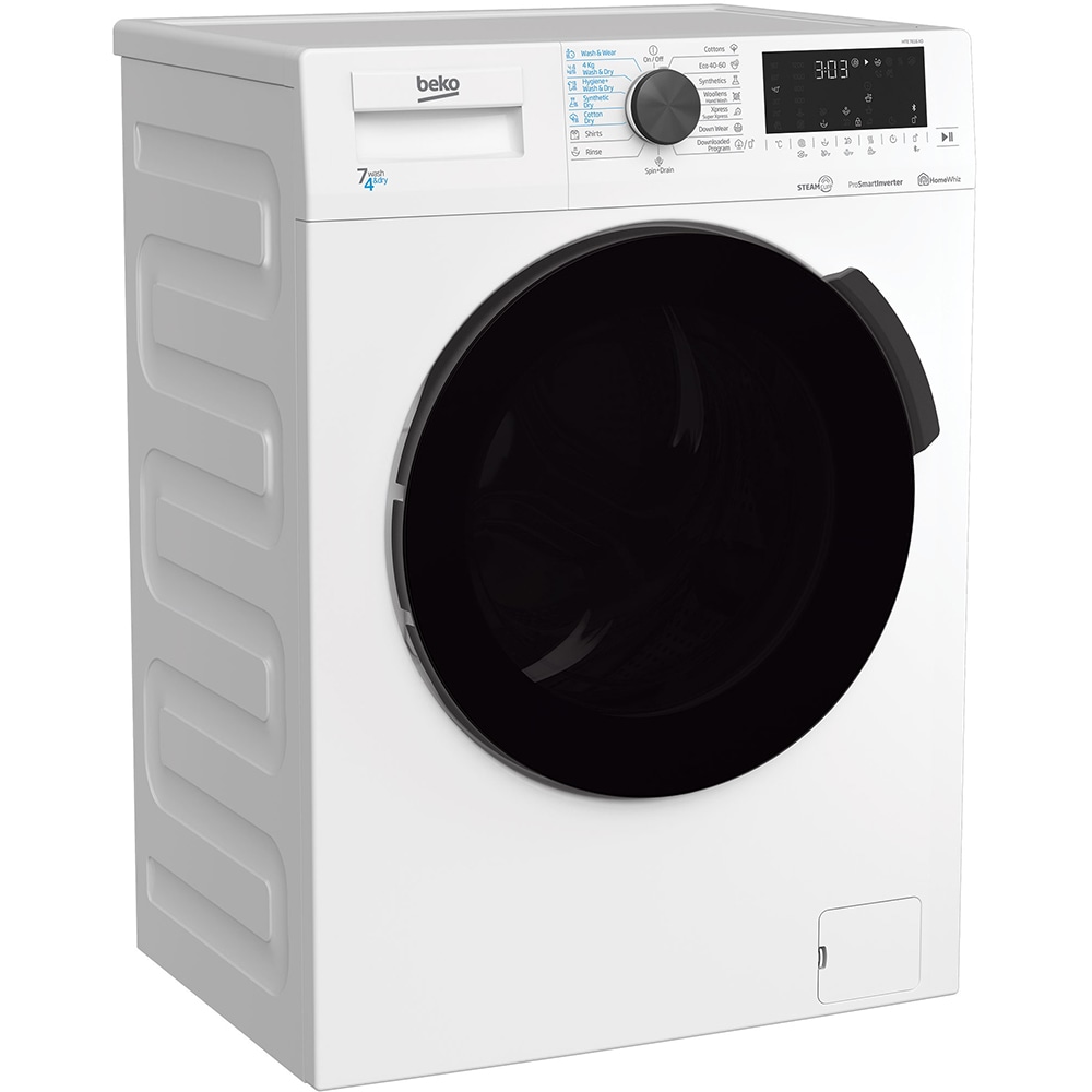 Masina de spalat rufe frontala cu uscator BEKO HTE7616X0, 7/4 kg, 1200rpm, Clasa D/E, alb