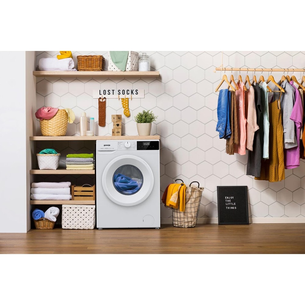 Masina de spalat rufe frontala slim GORENJE WNHPI62SCS, SteamTech, 6 kg, 1200rpm, Clasa C, alb