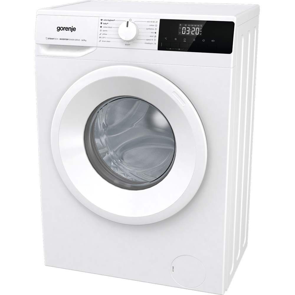 Masina de spalat rufe frontala slim GORENJE WNHPI72SCS, SteamTech, 7 kg, 1200rpm, Clasa C, alb