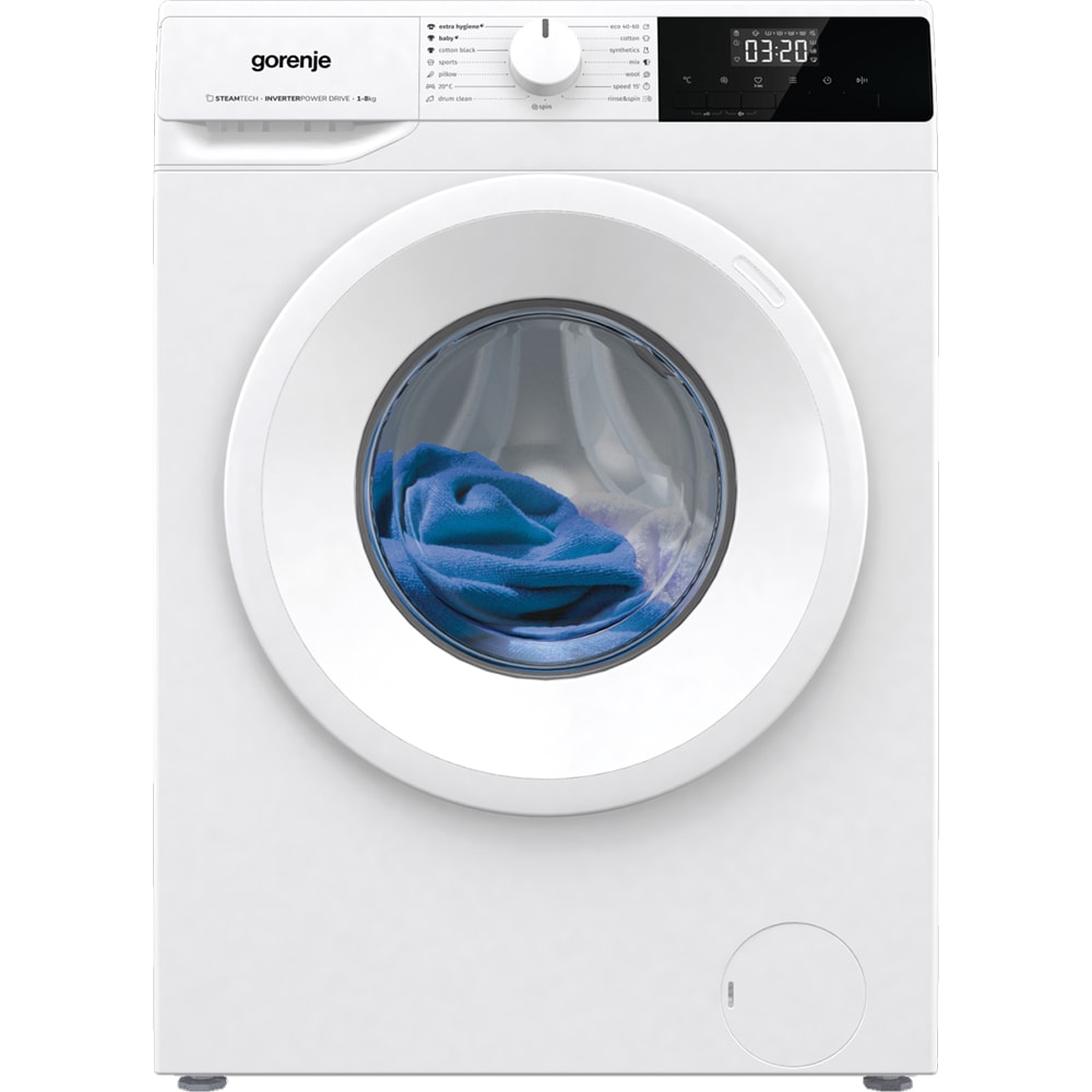 Masina de spalat rufe frontala GORENJE WNHPI84AS, SteamTech, 8 kg, 1400rpm, Clasa A, alb