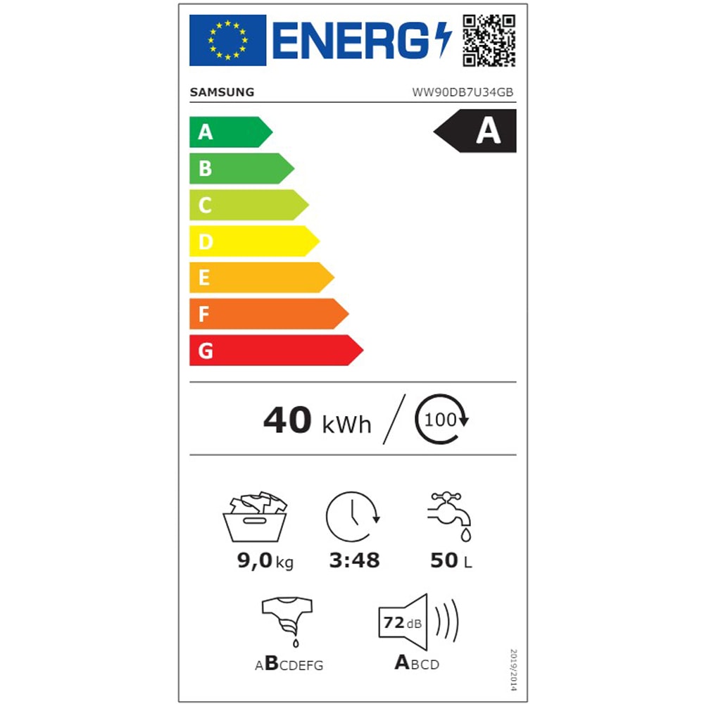 Masina de spalat rufe frontala SAMSUNG WW90DB7U34GBU4, AI EcoBubble, 9 kg, 1400rpm, Clasa A, negru