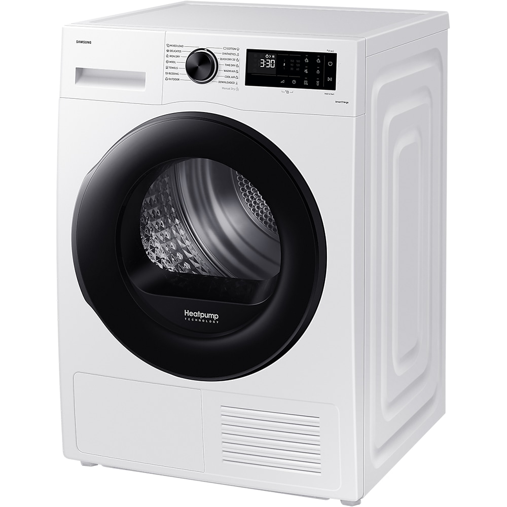 Uscator de rufe SAMSUNG DV90CGC0A0AELE, Pompa de caldura, AI Control, 9 kg, 14 programe, Clasa A++, alb