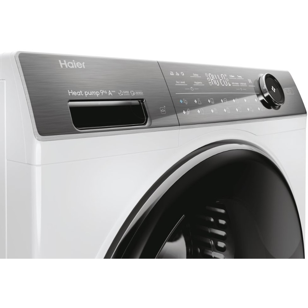 Uscator de rufe HAIER HD90-A3Q979U1, Pompa de caldura, Wi-Fi, 9 kg, 15 programe, Clasa A+++, alb