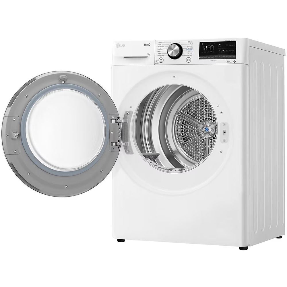 Uscator de rufe LG RH90V9AV2N, SmartThinQ, Condensare si pompa de caldura, 9Kg, 15 programe, Clasa A+++, alb