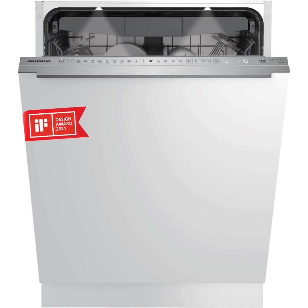 Masina de spalat vase incorporabila GRUNDIG GNVP4630BW, 16 seturi, 9 programe, 60 cm, Clasa C, panou comanda inox
