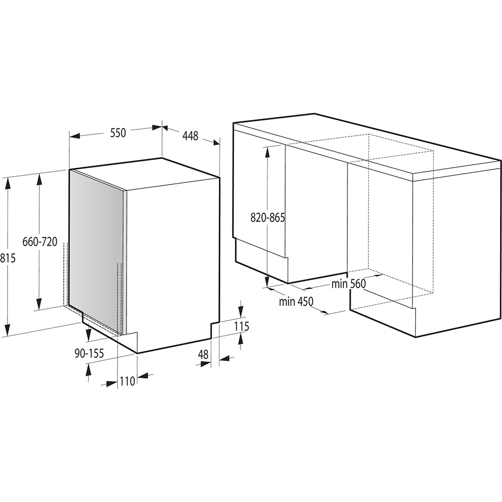 Masina de spalat vase incorporabila GORENJE GV520E15, 9 seturi, 5 programe, 45 cm, Clasa E, panou comanda negru