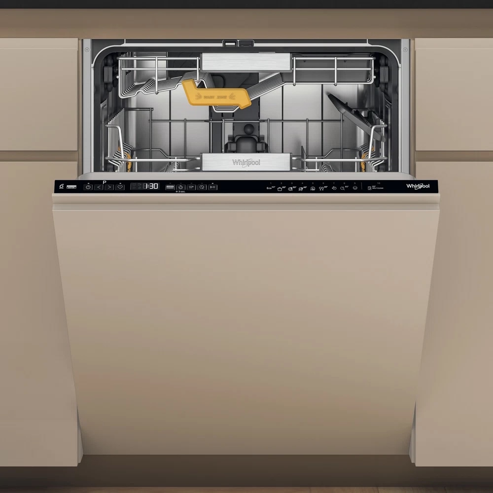 Masina de spalat vase incorporabila WHIRLPOOL W8I HP42 L, MaxiSpace, 6th Sense, 14 seturi, 10 programe, 60 cm, Clasa C, panou comanda negru