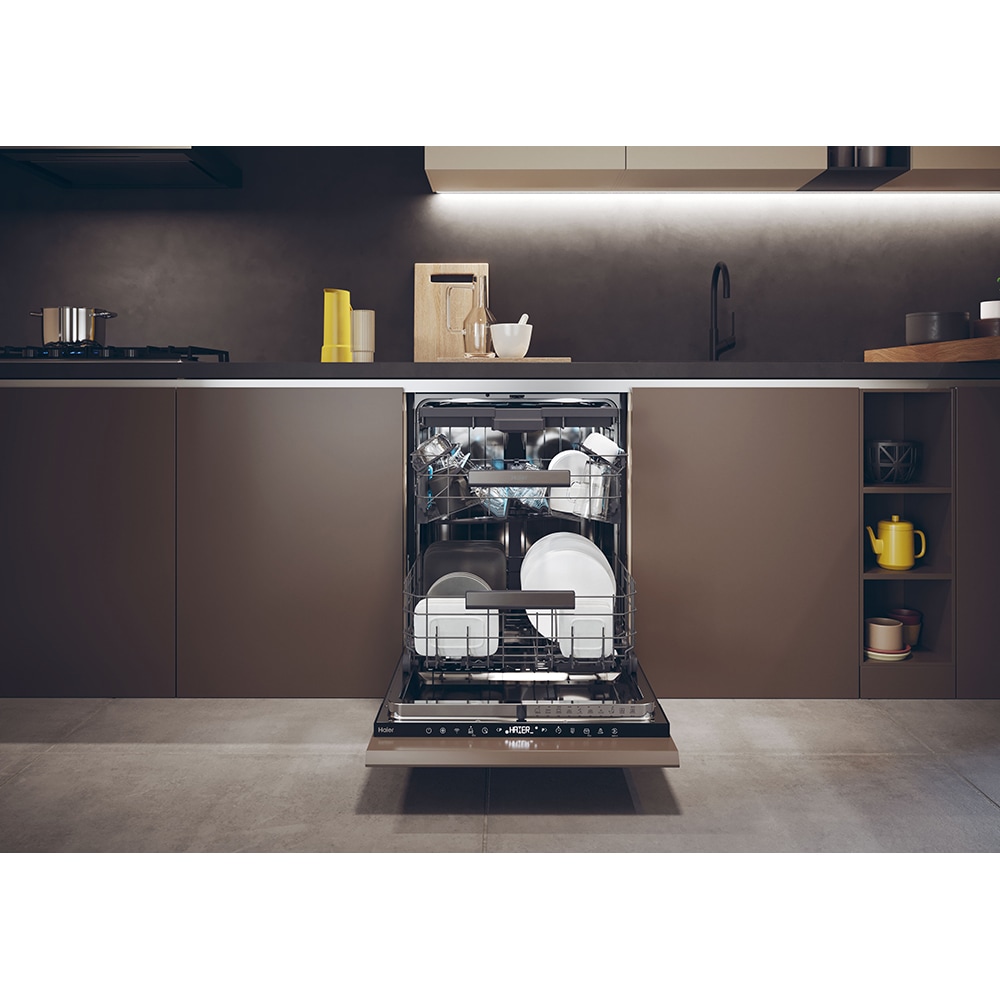 Masina de spalat vase incorporabila HAIER XS 6B0S3FSB, 16 seturi, 10 programe, 60 cm, Clasa B, panou comanda negru