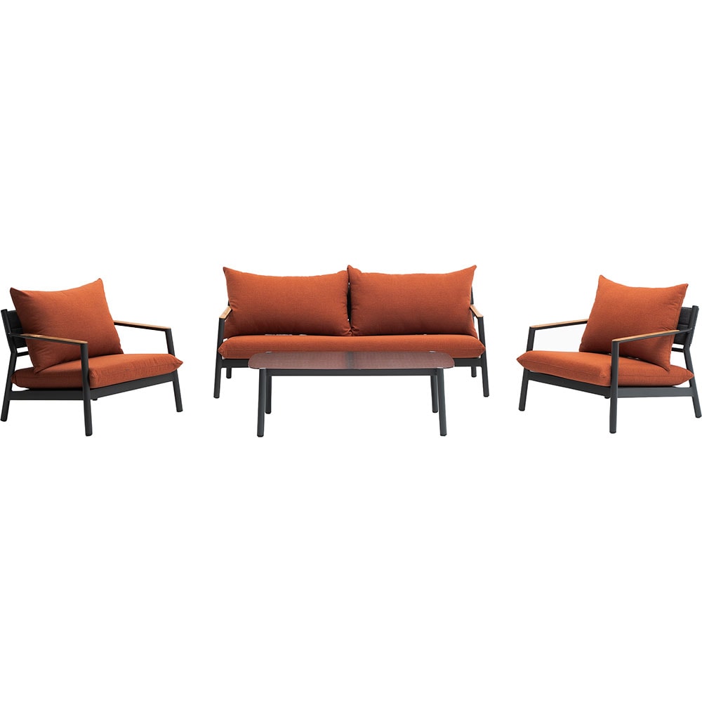 Set mobilier gradina MYRIA Monti, 4 piese, portocaliu-gri inchis