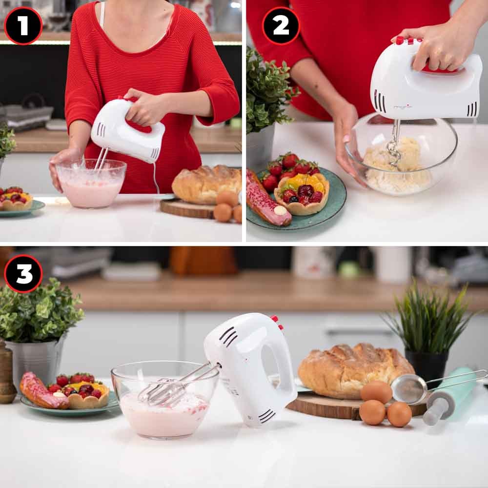Mixer de mana MYRIA MY4112, 250W, 5 trepte viteza, alb 