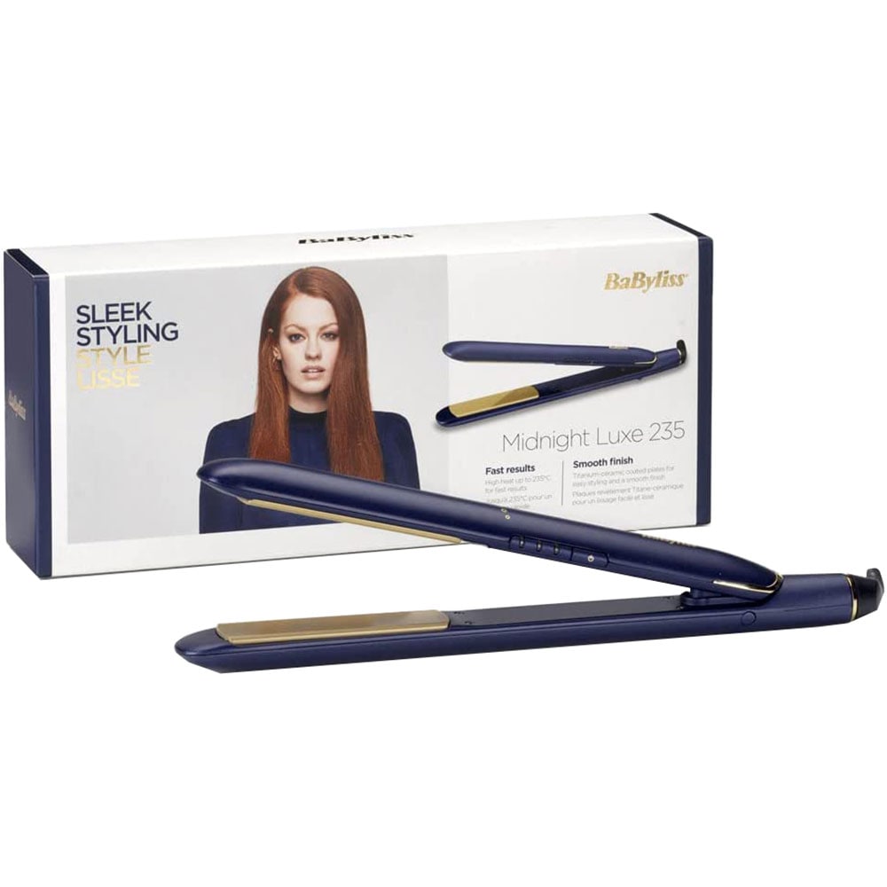 Placa de indreptat parul BABYLISS 2516PE, 235 grade, invelis titanium-ceramic, albastru