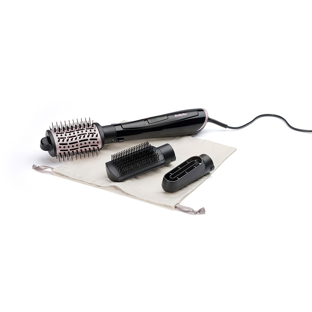 Perie cu aer cald BABYLISS AS128E Style Smooth, 1000W, 2 viteze, 2 trepte de temperatura, Invelis Ceramic, negru