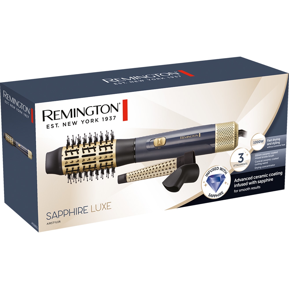 Perie cu aer cald REMINGTON Sapphire Luxe AS5805, 1000W,  2 viteze, 1 treapta temperatura, Invelis Ceramic, albastru