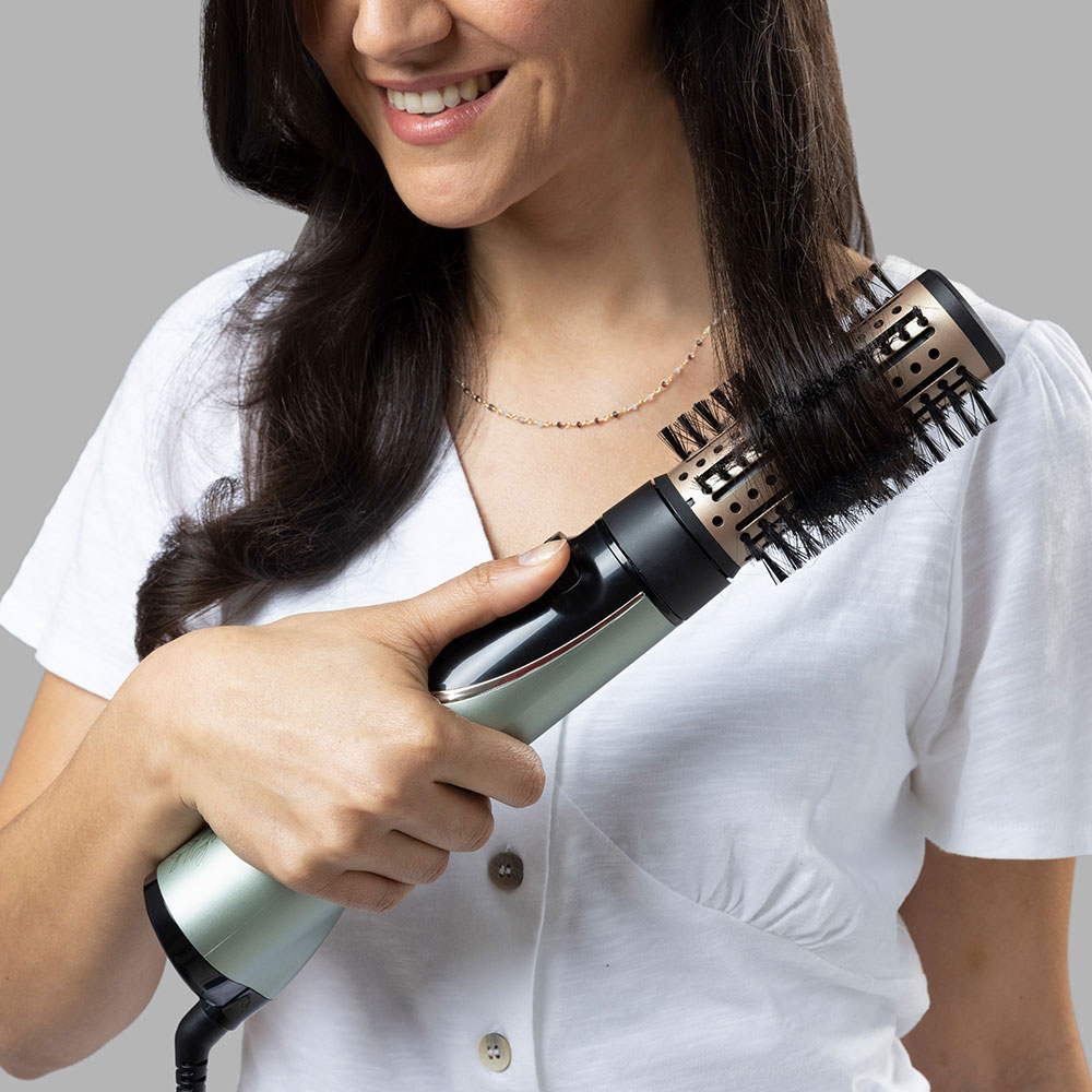 Perie rotativa REMINGTON Botanicals AS5860, 800W, 2 viteze, 2 trepte temperatura, Invelis Ceramic, verde fosforescent